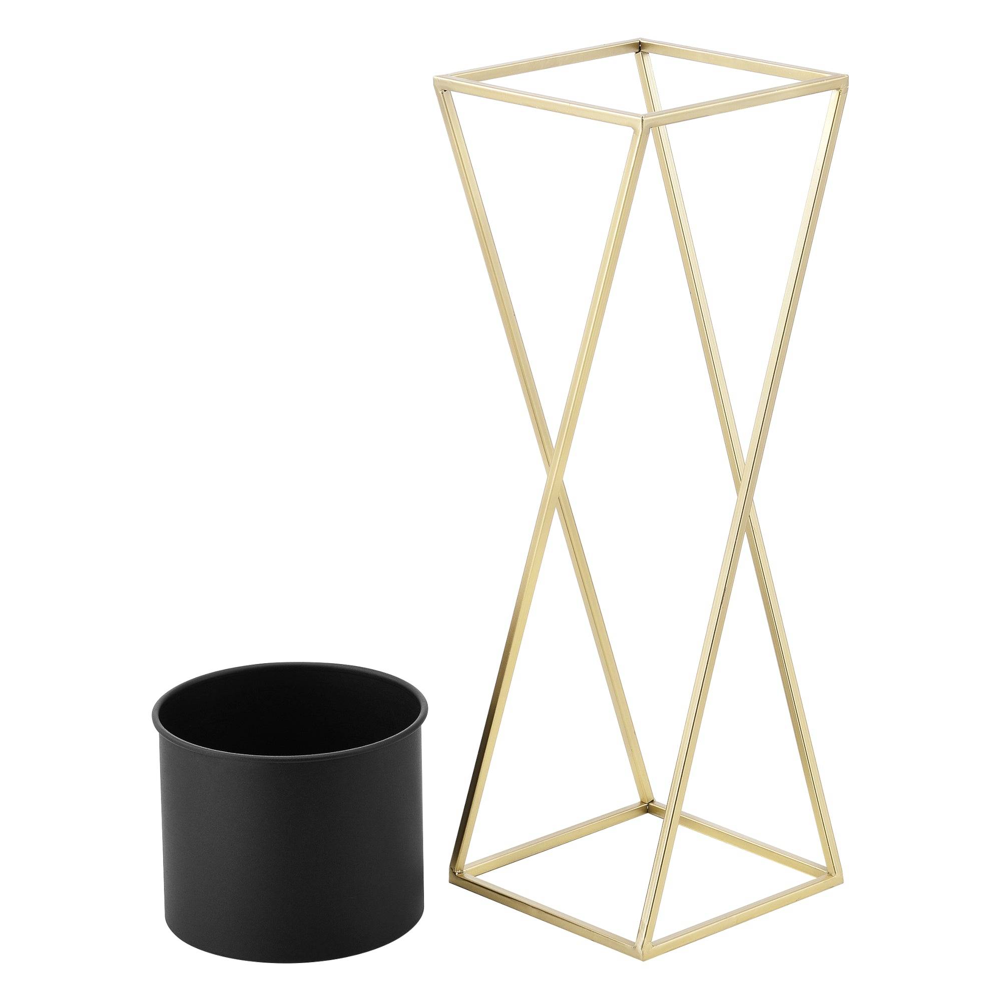Helloshop26 - Lot de 2 supports de plantes ensemble pot de fleur set cache-pot ensemble bac à fleurs vase métal tailles différentes doré noir - Image 2