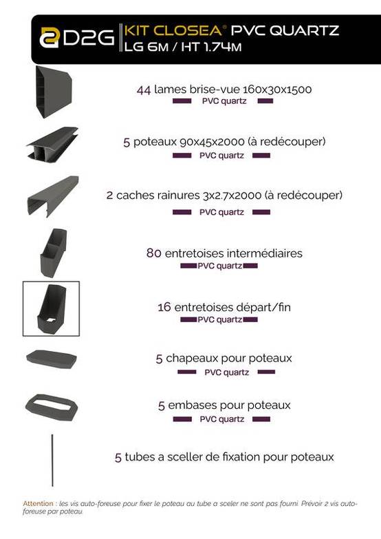 Closea - Kit cloture - Lame 16cm - PVC Quartz - LG: 6m x H: 1m44 Closea - Image 4