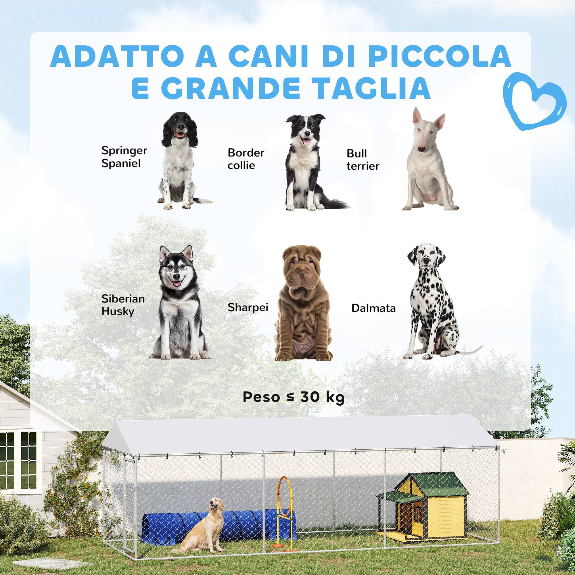 Parc extérieur pour chien avec filet galvanisé et système de verrouillage, acier et tissu Oxford, 6 x 2,3 x 2 m, argent - Image 6