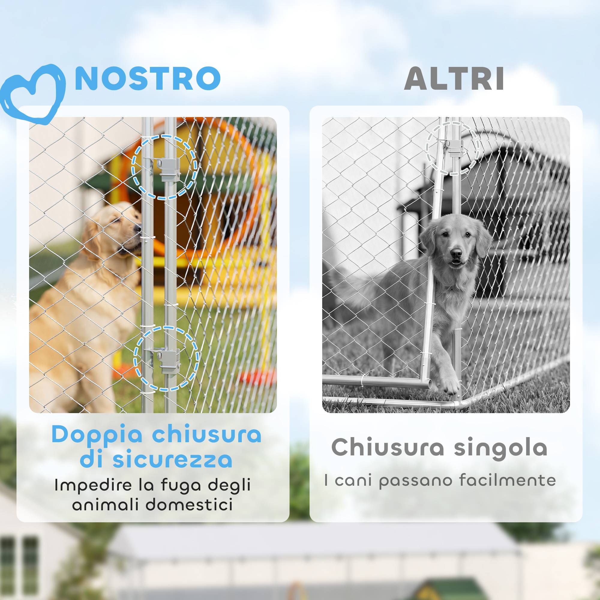 Parc extérieur pour chien avec filet galvanisé et système de verrouillage, acier et tissu Oxford, 6 x 2,3 x 2 m, argent - Image 9
