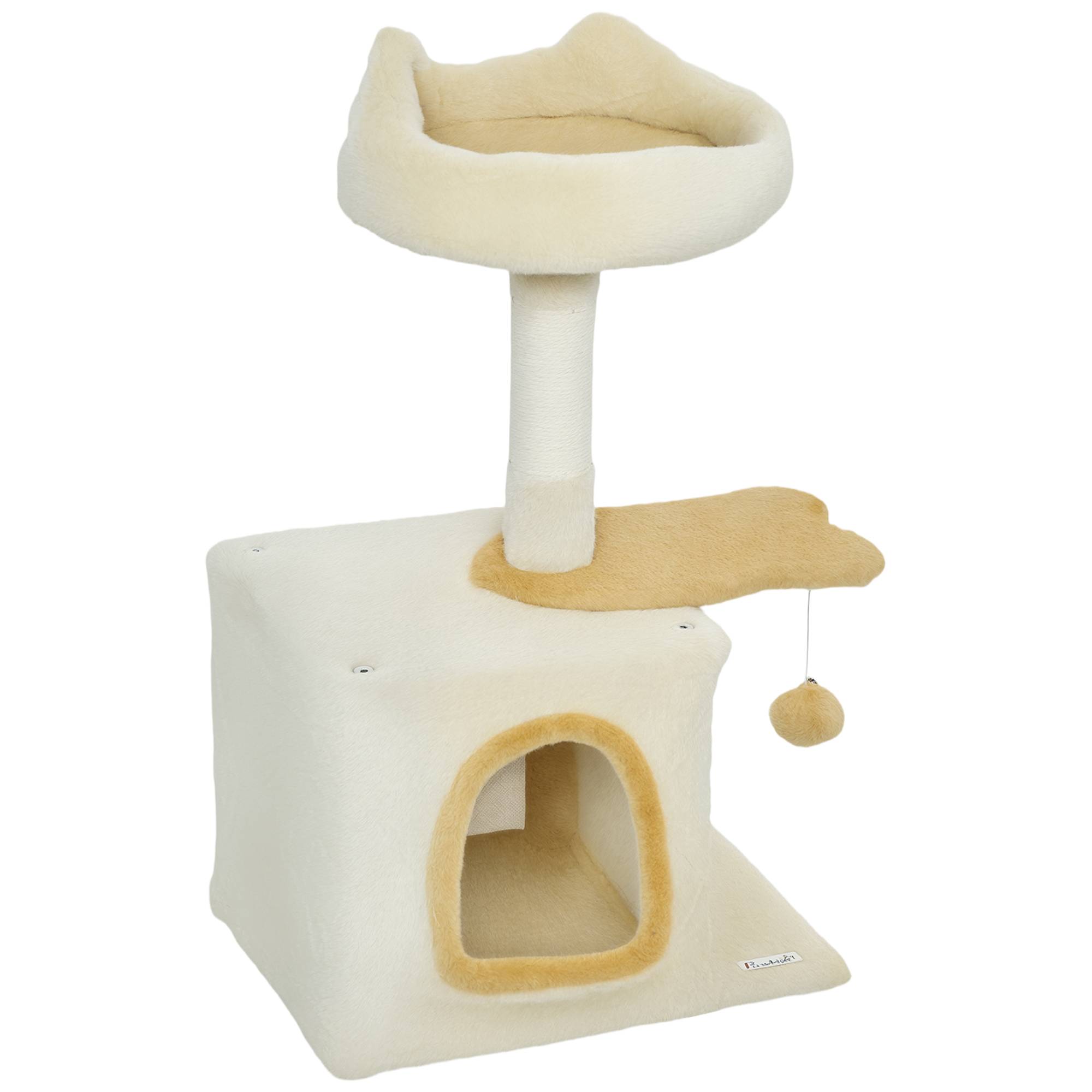 Arbre à chat sisal et peluche beige 40 x 30 x 72 cm - PANGIVO - Image 2