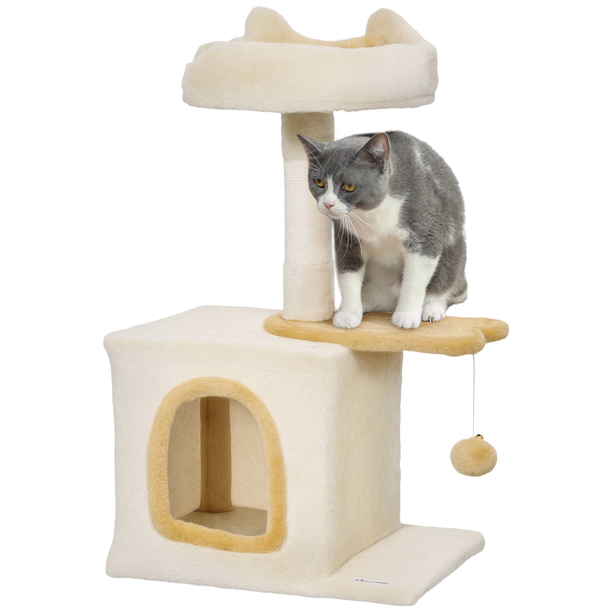 Arbre à chat sisal et peluche beige 40 x 30 x 72 cm - PANGIVO - Image 1