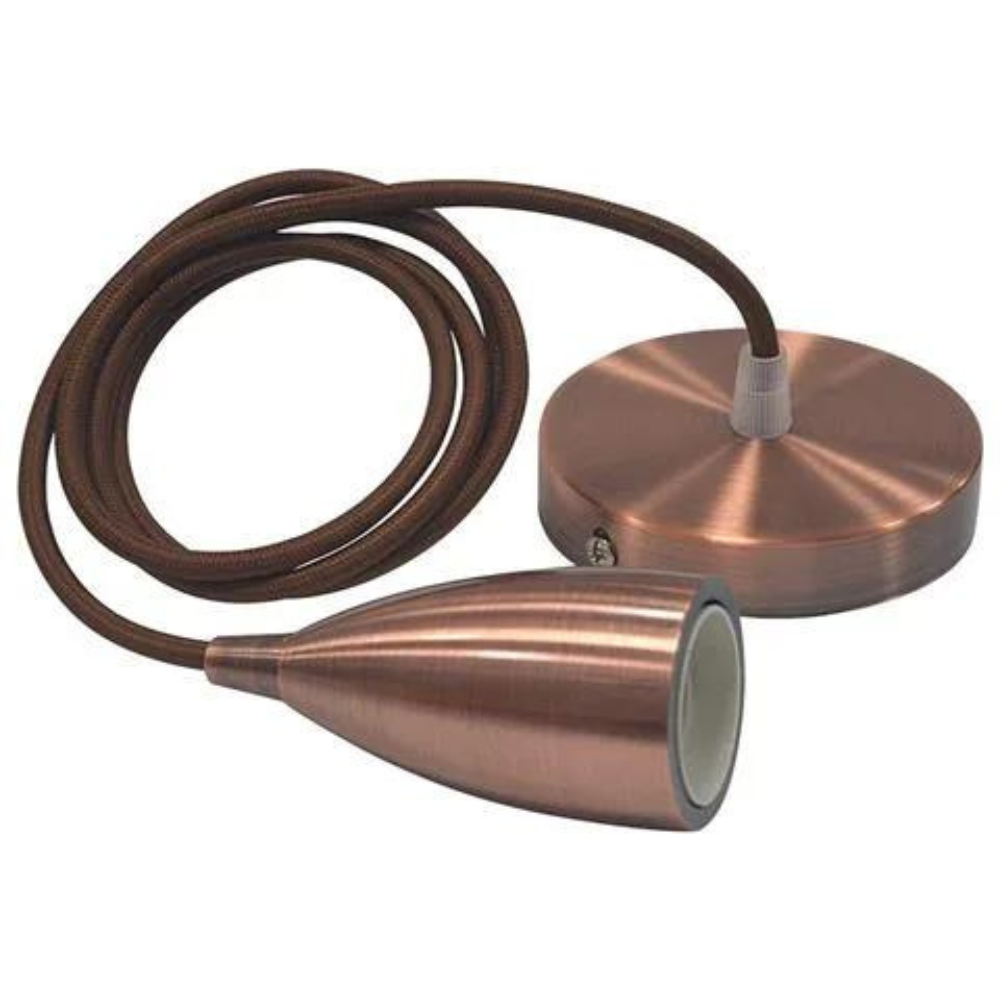 Suspension câble (1m) Edison cuivre E27 IP20 max 60W - Image 1