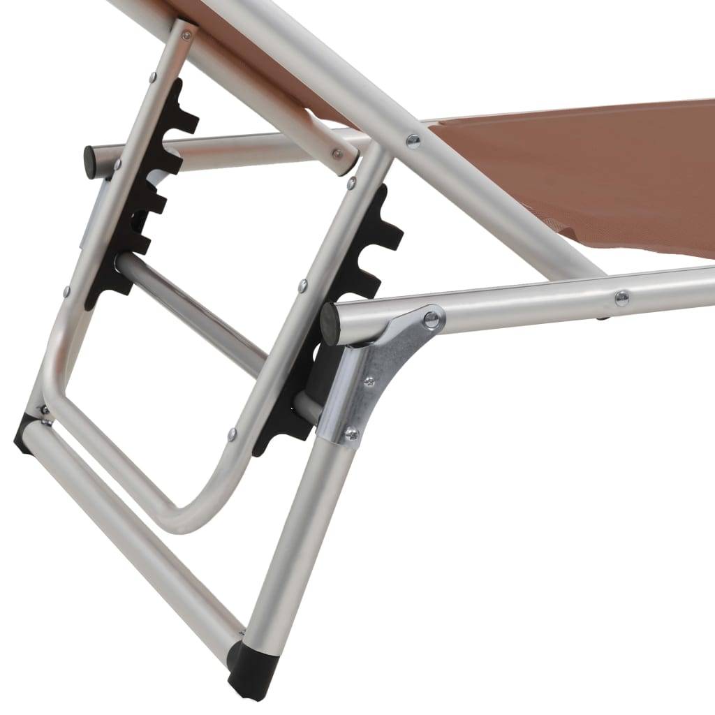 Helloshop26 - Lot de deux chaises longues pliables toit aluminium textilène marron - Image 7