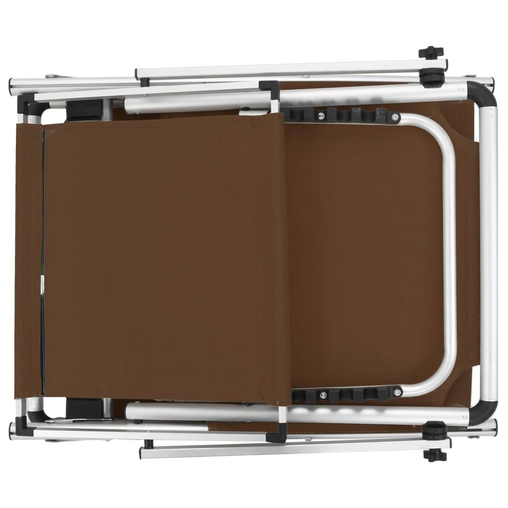 Helloshop26 - Lot de deux chaises longues pliables toit aluminium textilène marron - Image 6