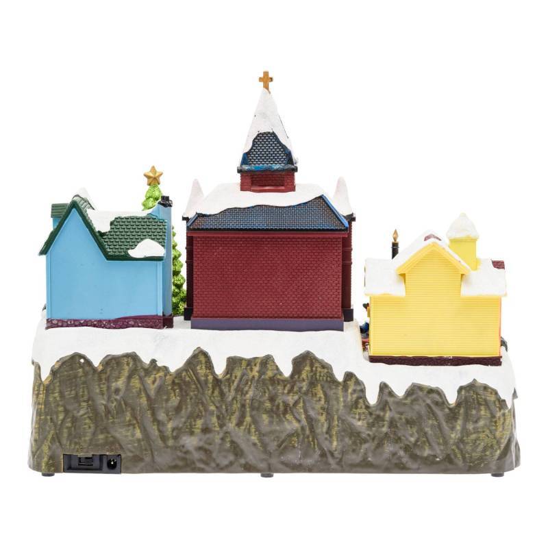 Lotti - Village de noël lumineux Enneigé avec Eglise Petit Train Sapin et Manège pour Enfant en Rotation Musique Lotti - Image 3