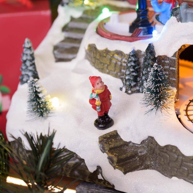Lotti - Village de noël lumineux Enneigé avec Eglise Petit Train Sapin et Manège pour Enfant en Rotation Musique Lotti - Image 5