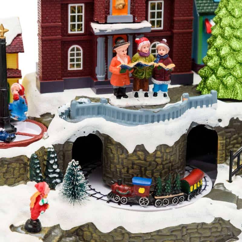 Lotti - Village de noël lumineux Enneigé avec Eglise Petit Train Sapin et Manège pour Enfant en Rotation Musique Lotti - Image 10
