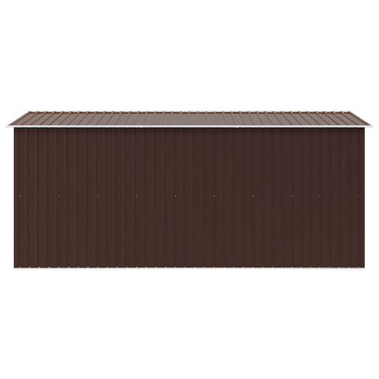 Abri de Jardin Acier Galvanisé Extérieur Rangement Outils 257x392cm Marron - ComfortXL Outdoor Living - Image 6