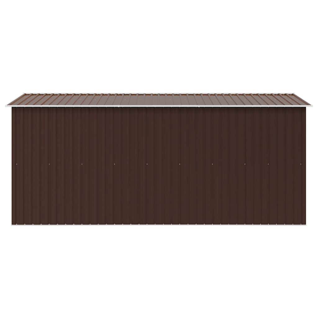 Abri de Jardin Acier Galvanisé Extérieur Rangement Outils 257x392cm Marron - ComfortXL Outdoor Living - Image 6