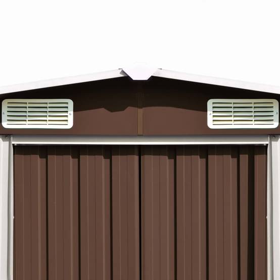 Abri de Jardin Acier Galvanisé Extérieur Rangement Outils 257x392cm Marron - ComfortXL Outdoor Living - Image 5