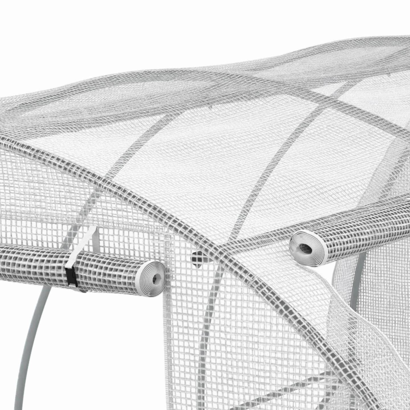 IDMARKET - Serre de jardin tunnel 12m² 4 x 3 x 2 m acier galvanisé + bâche anti-UV avec porte et fenêtres ZEBRA blanches toutes saisons - Image 7