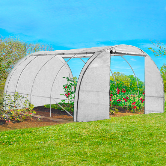 Serre tunnel de jardin 4 saisons 12M² blanche gamme maraîchère ZEBRA 4x3M - Image 1