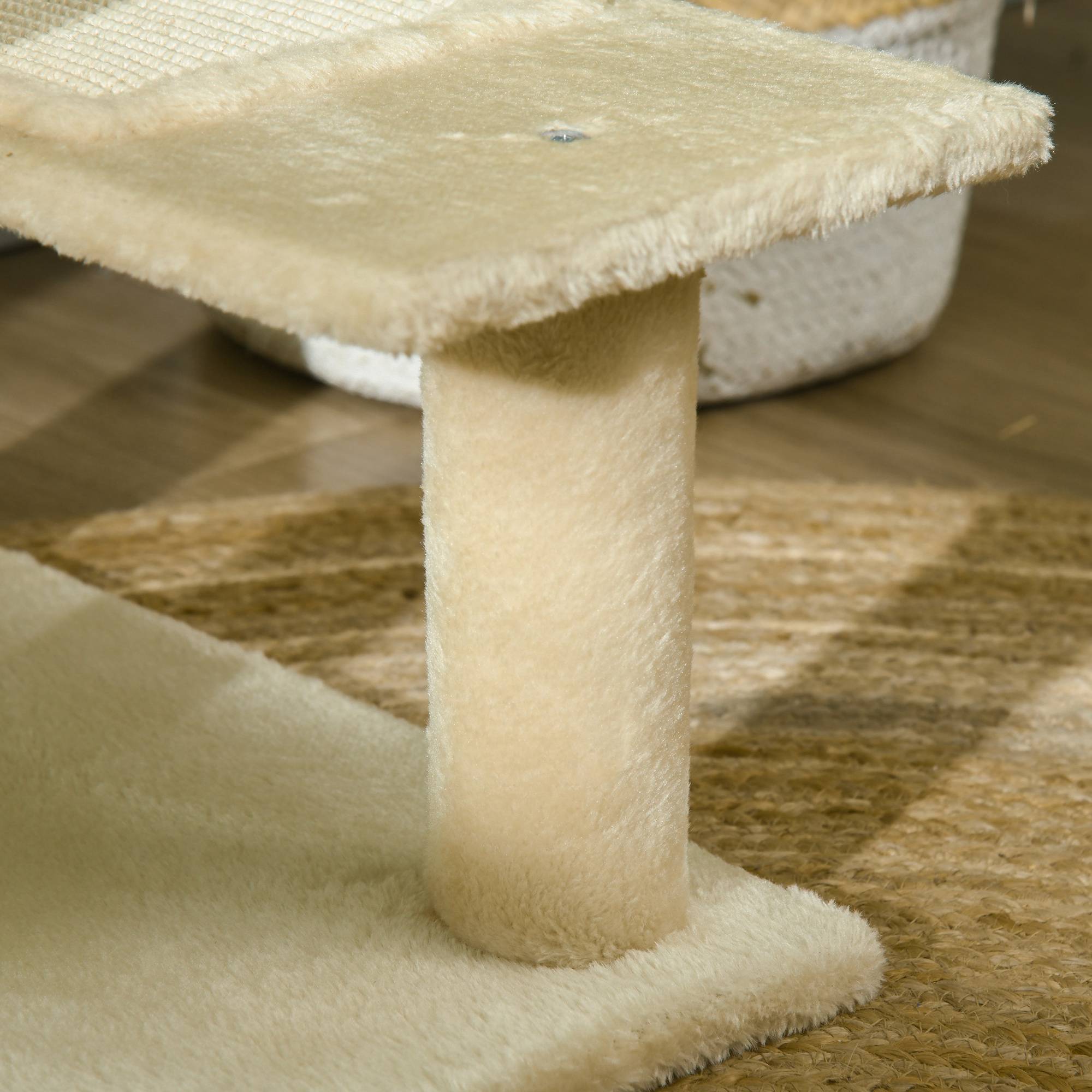 Arbre à Chat Design en Velours avec Lit et Griffoirs en Sisal Tour de Jeu 100 cm Beige - ComfortXL Outdoor Living - Image 10