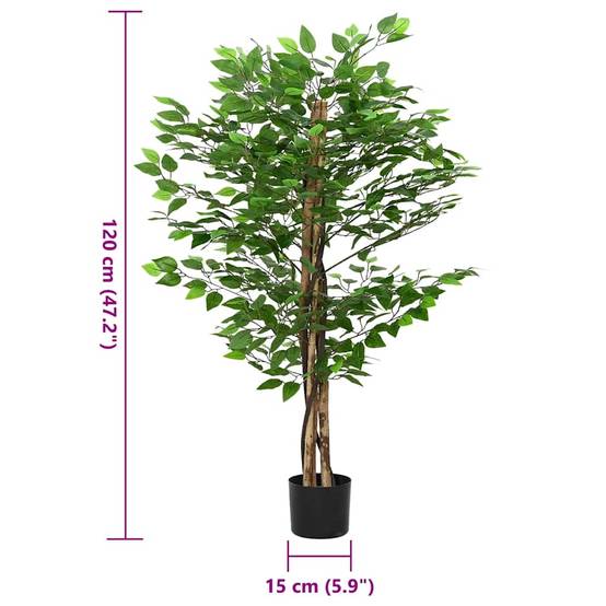 Plante artificielle ficus PEVA et bois vert 15 x 15 x 120 cm - PANGIVO - Image 5