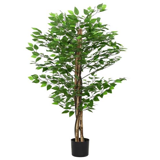 Plante artificielle ficus PEVA et bois vert 15 x 15 x 120 cm - PANGIVO - Image 1