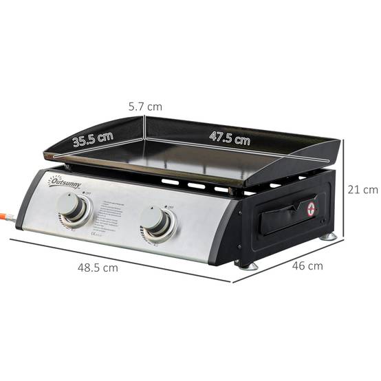 Barbecue à gaz de table avec 2 brûleurs et une puissance de 6 kW, 48,5 x 46 x 21 cm, noir - Image 5