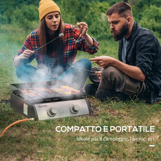 Barbecue à gaz de table avec 2 brûleurs et une puissance de 6 kW, 48,5 x 46 x 21 cm, noir - Image 8