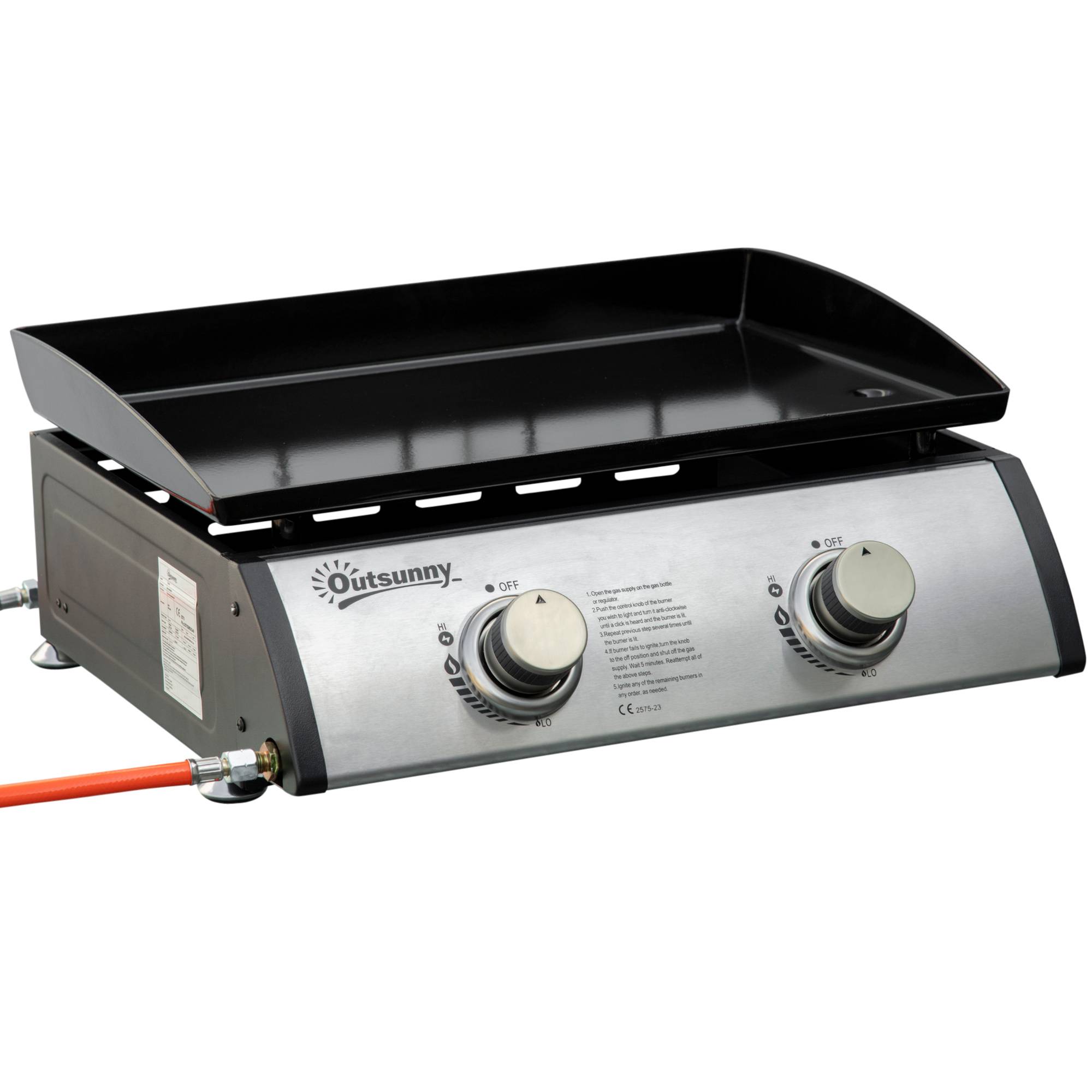Barbecue à gaz de table avec 2 brûleurs et une puissance de 6 kW, 48,5 x 46 x 21 cm, noir - Image 1
