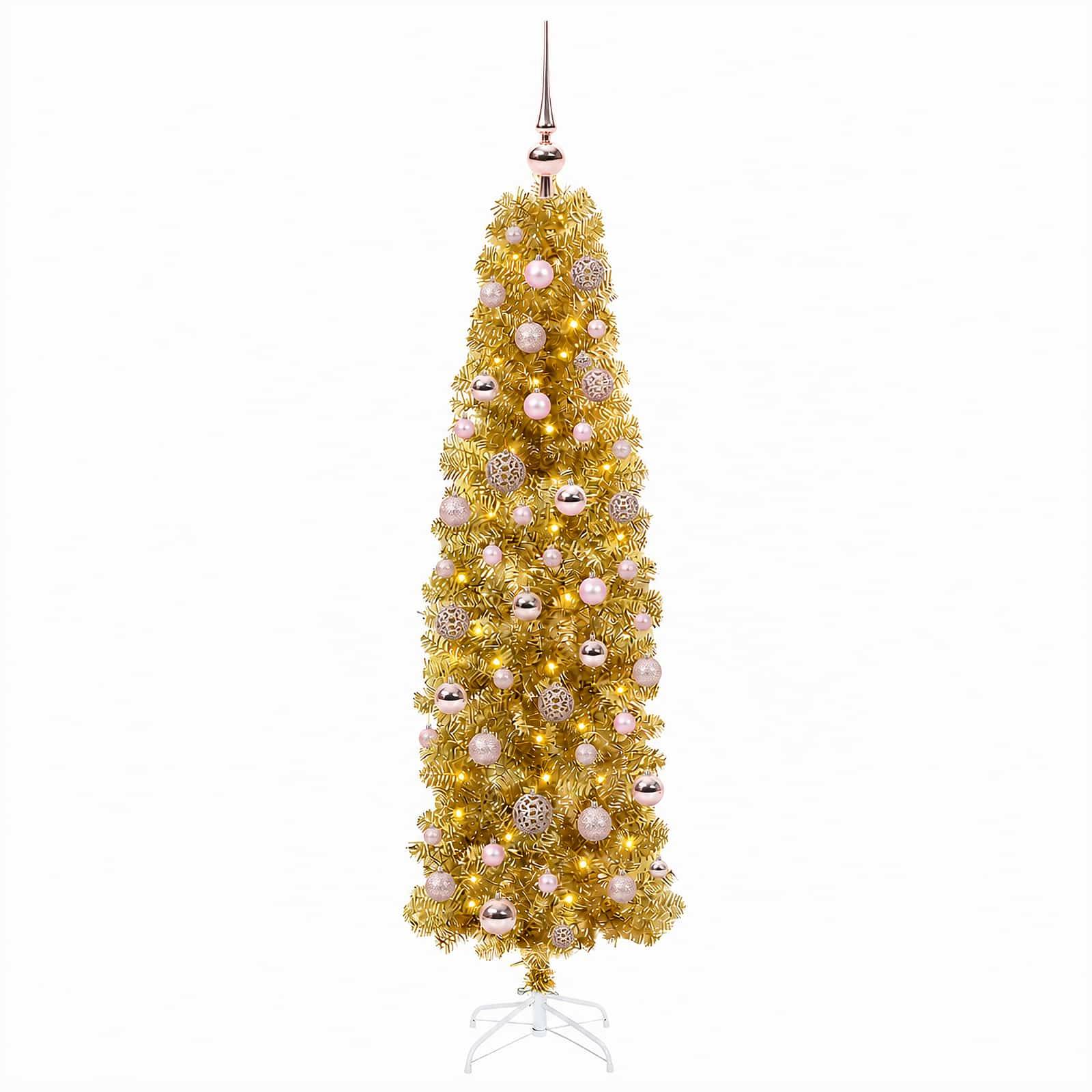 Vidaxl - Arbre de Noël slim artificiel avec boules 180 cm 300 LED vidaXL 3461177 - Image 5