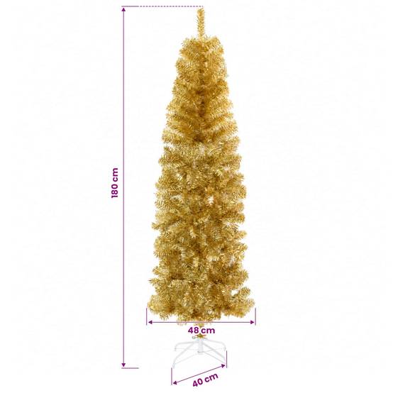 Vidaxl - Arbre de Noël slim artificiel avec boules 180 cm 300 LED vidaXL 3461177 - Image 3