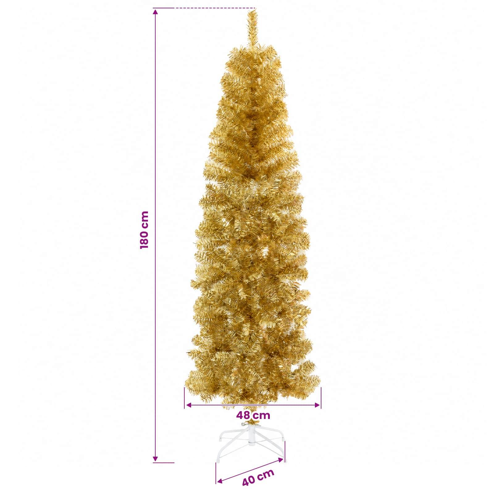 Vidaxl - Arbre de Noël slim artificiel avec boules 180 cm 300 LED vidaXL 3461177 - Image 3