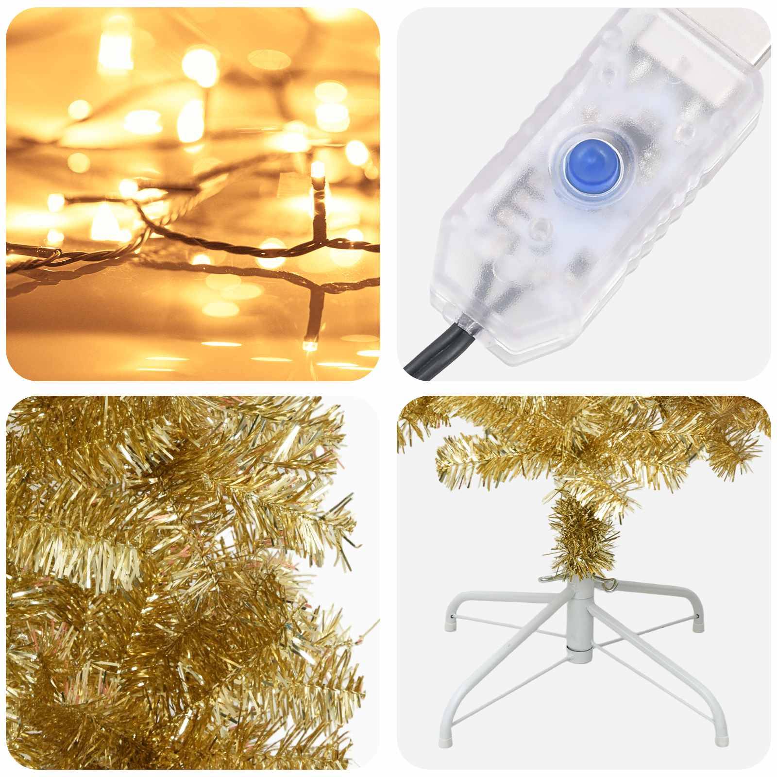 Vidaxl - Arbre de Noël slim artificiel avec boules 180 cm 300 LED vidaXL 3461177 - Image 8