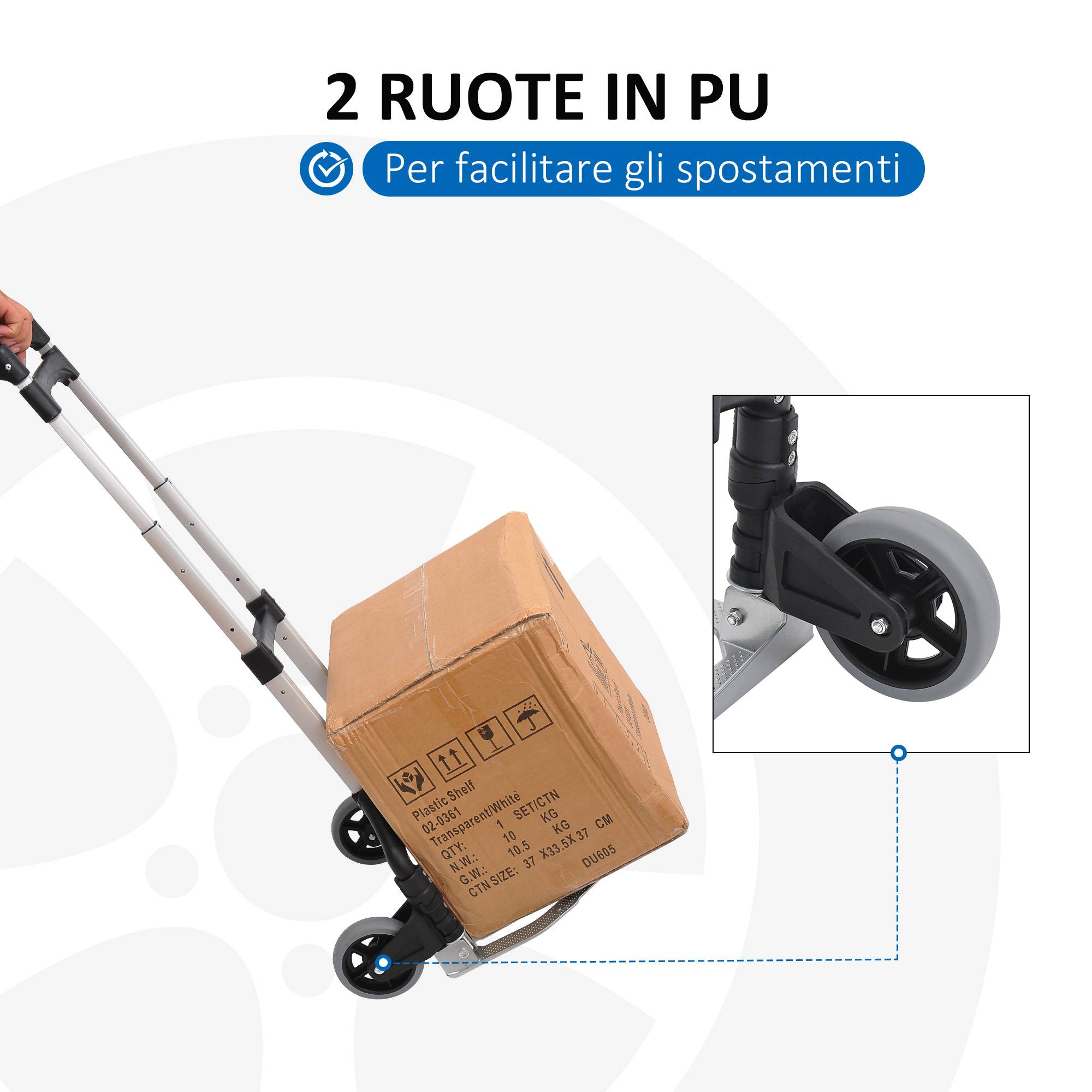 ComfortXL - Diable de manutention pliable en aluminium argent 41 x 38,5 x 100 cm pour cartons et déménagement charge 70 kg - Image 5
