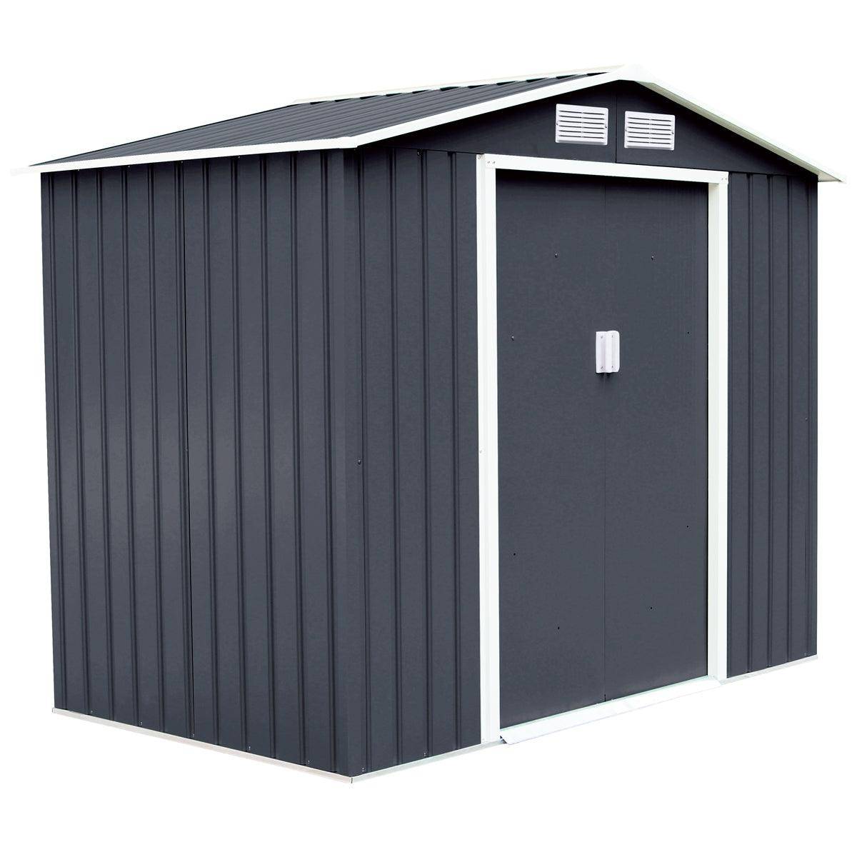 Helloshop26 - Cabane à outils en tôle galvanisée abri de jardin en métal 277 x 191 x 192 cm gris - Image 1