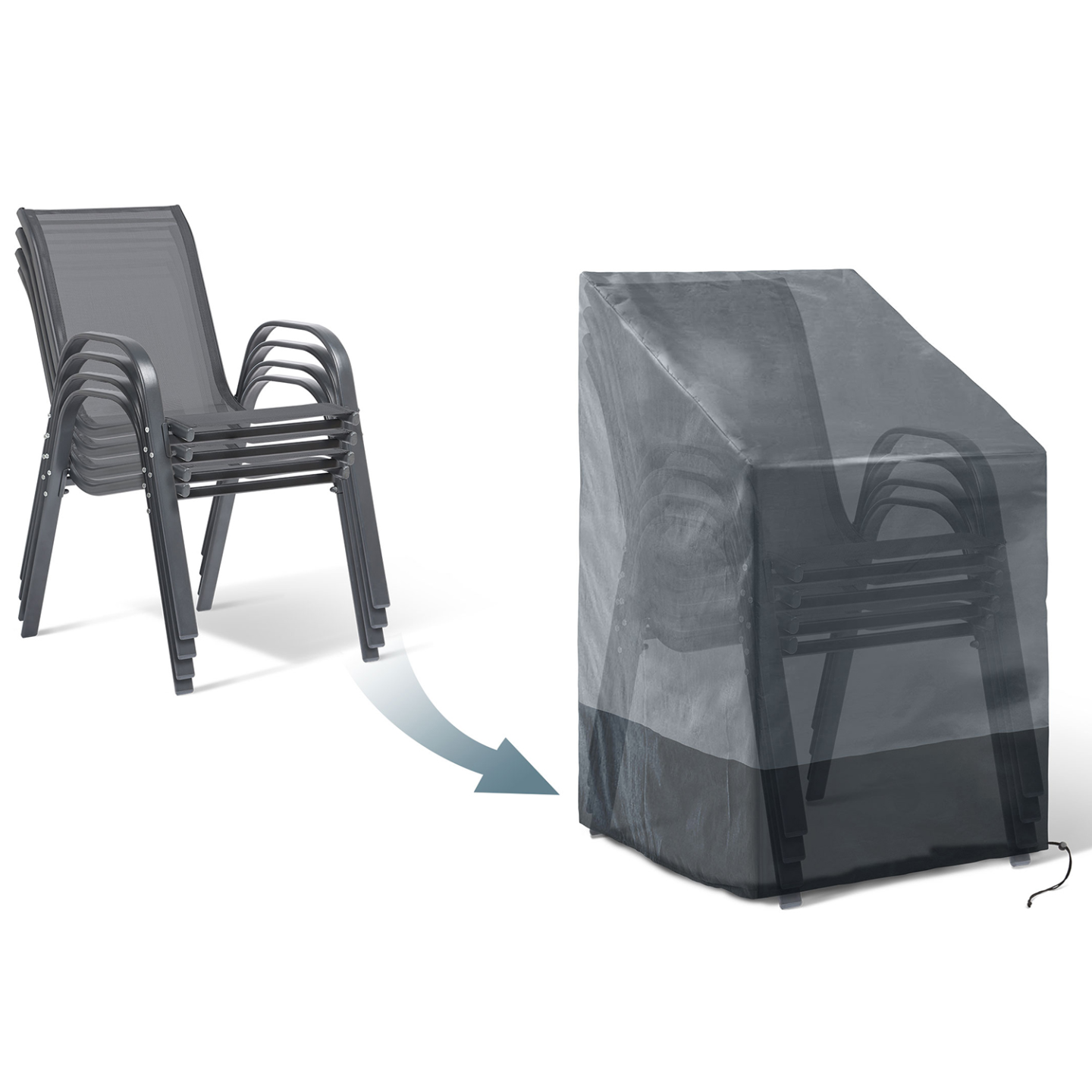 Housse de protection pour 4 à 6 chaises de jardin empilables 70 x 70 x 120 cm - Image 4