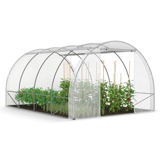 Bâche de rechange pour serre de jardin tunnel 12m² 4 x 3 x 2 m anti-UV avec porte et fenêtres ZEBRA blanche toutes saisons - Image 3