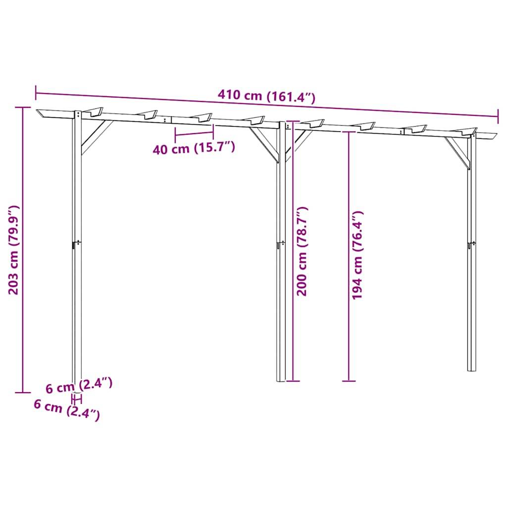 Vidaxl - Pergola de jardin 410 x 40 x 203 cm Bois vidaXL 41664 - Image 3