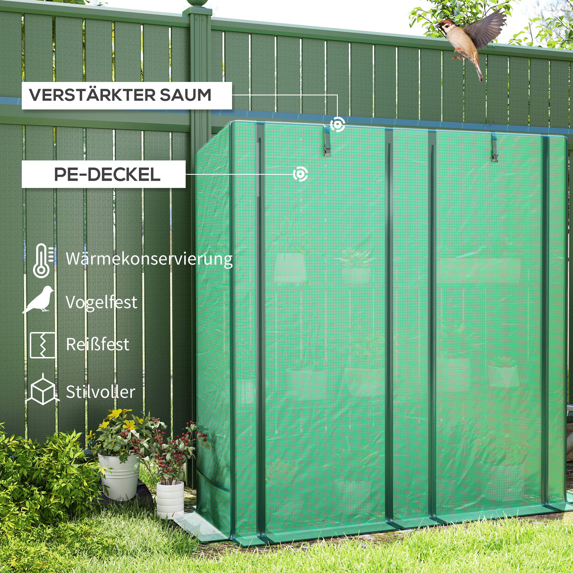 Mini serre de jardin acier 3 étagères protection plantes 144x48x152cm vert - ComfortXL Outdoor Living - Image 6