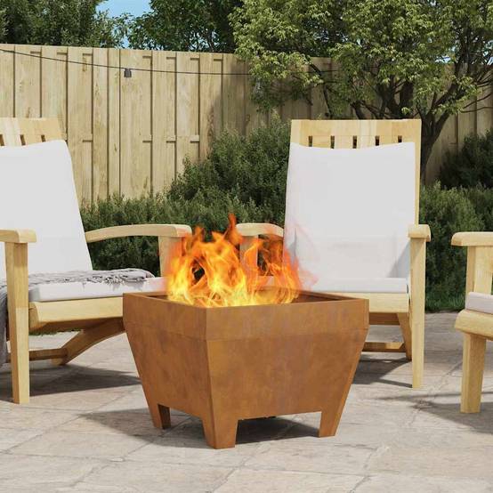 ComfortXL - Brasero carré foyer extérieur en acier pour jardin terrasse 50x38 cm Marron – ComfortXL Outdoor Living - Image 1