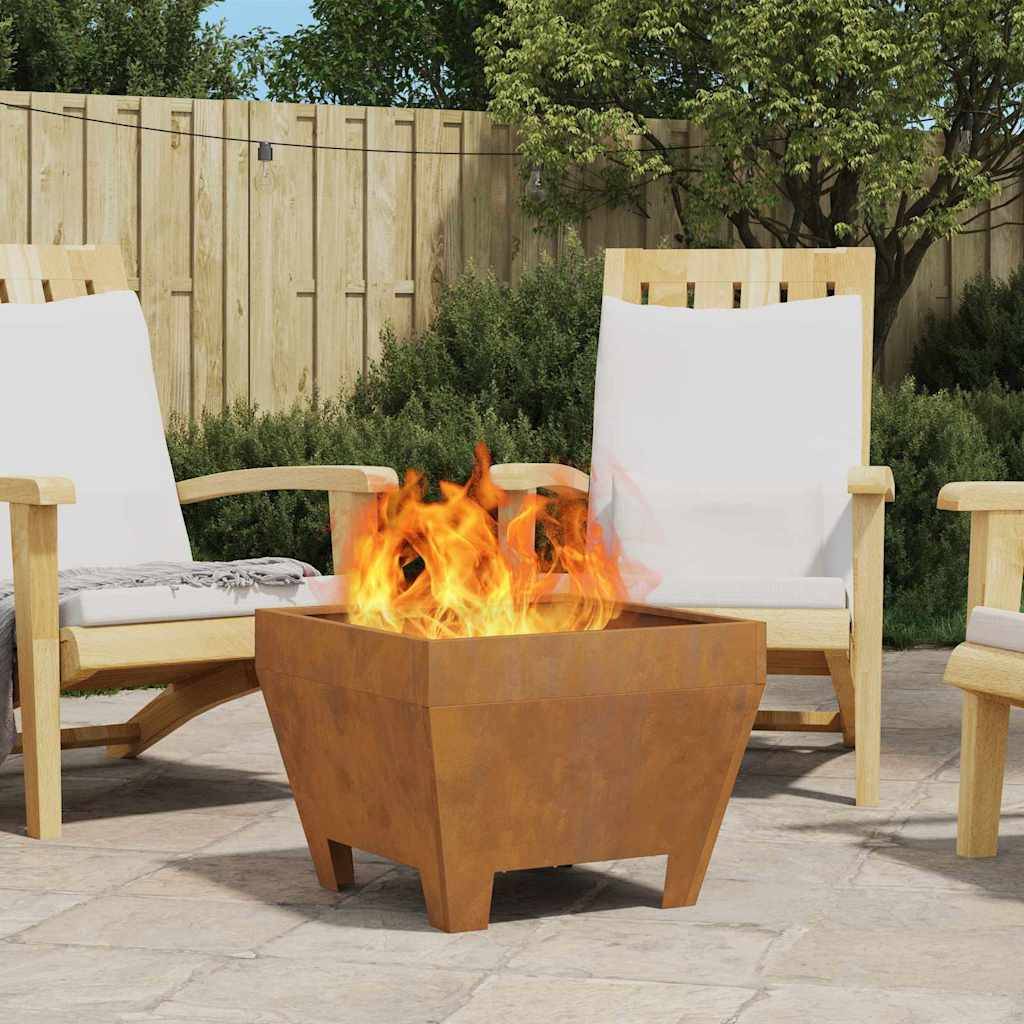 ComfortXL - Brasero carré foyer extérieur en acier pour jardin terrasse 50x38 cm Marron – ComfortXL Outdoor Living - Image 1