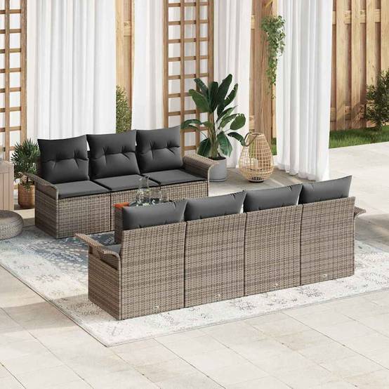 ComfortXL - Salon de jardin 8 places en polyrotin avec rangement et table Gris – ComfortXL Outdoor Living - Image 1