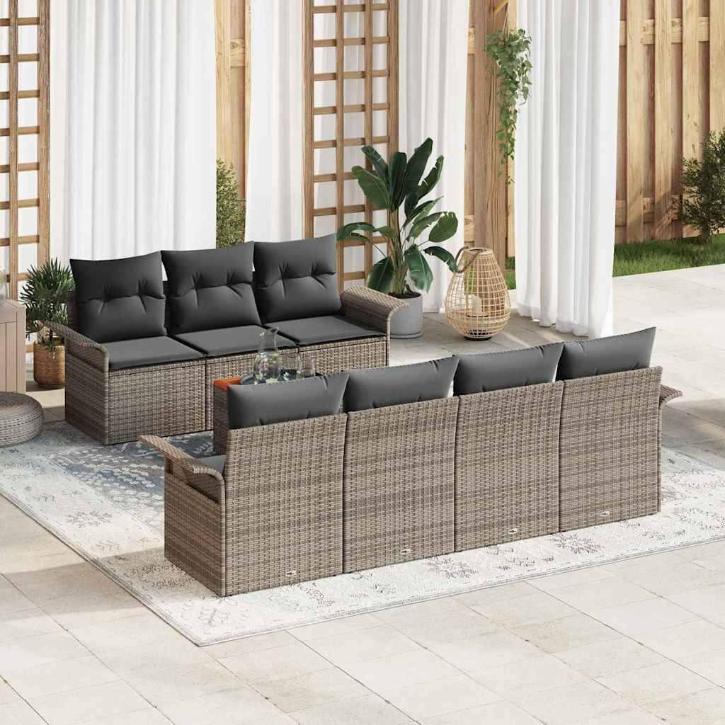 ComfortXL - Salon de jardin 8 places en polyrotin avec rangement et table Gris – ComfortXL Outdoor Living - Image 1