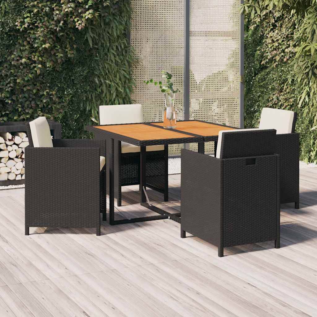 Vidaxl - Ensemble à dîner de jardin avec coussins 5 pcs-Salons de jardin poly rotin noir 337810 - Image 1