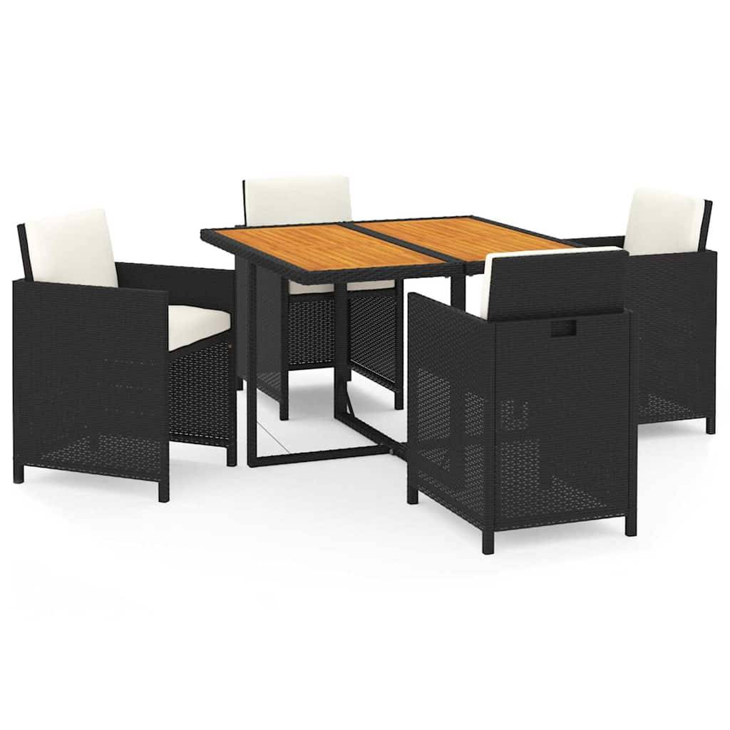 Vidaxl - Ensemble à dîner de jardin avec coussins 5 pcs-Salons de jardin poly rotin noir 337810 - Image 2