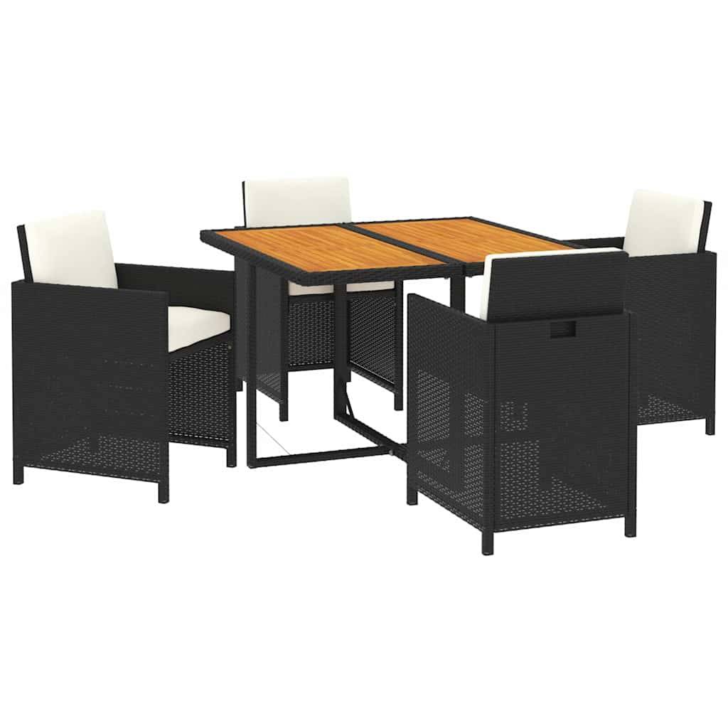 Vidaxl - Ensemble à dîner de jardin avec coussins 5 pcs-Salons de jardin poly rotin noir 337810 - Image 3