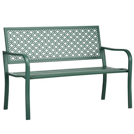 Banc 2 places acier décor floral sur dossier pour balcon terrasse 127 x 63 x 83 cm - Image 2