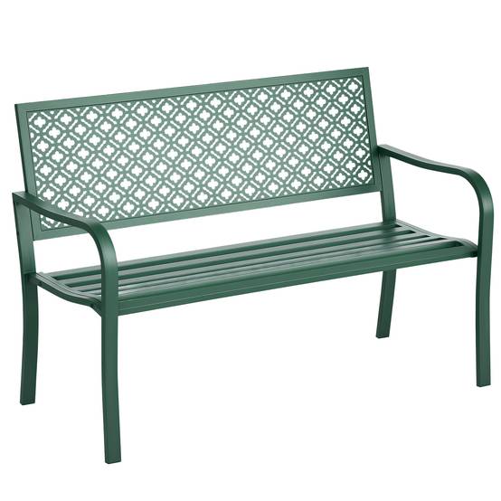 Banc 2 places acier décor floral sur dossier pour balcon terrasse 127 x 63 x 83 cm - Image 1