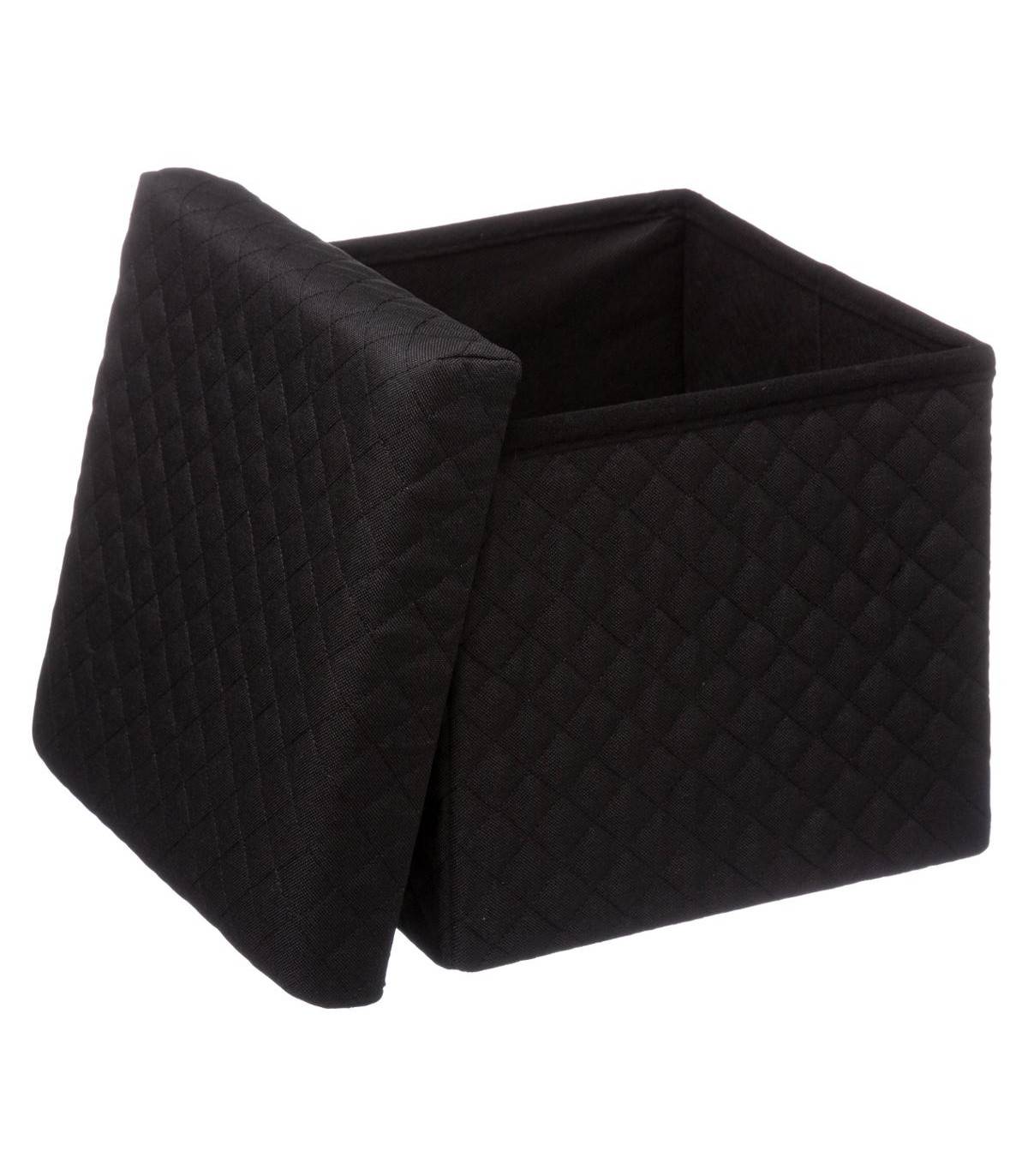 2 en 1 Pouf et Coffre de rangement Noir 31 x 31 cm - Image 2