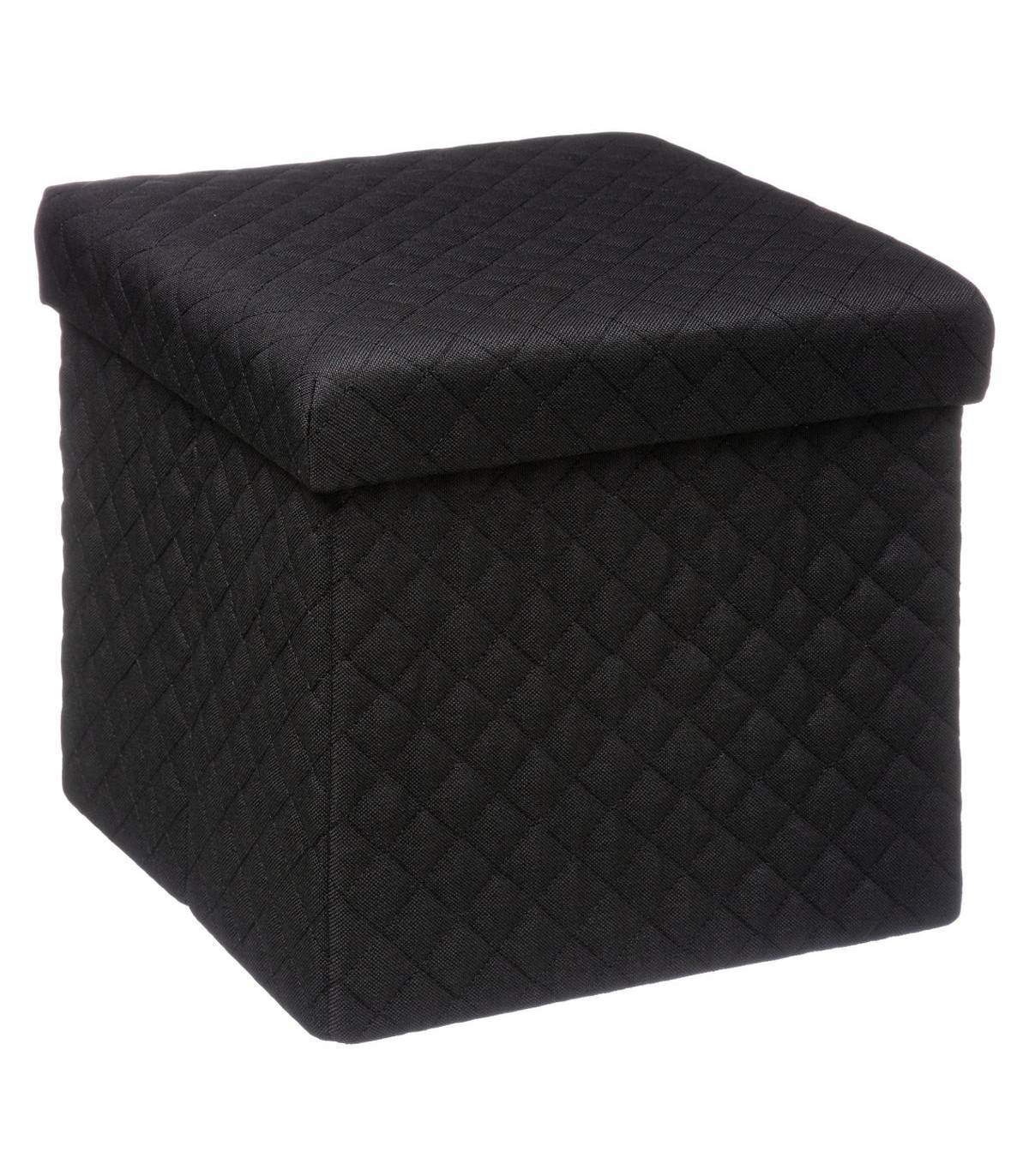 2 en 1 Pouf et Coffre de rangement Noir 31 x 31 cm - Image 1