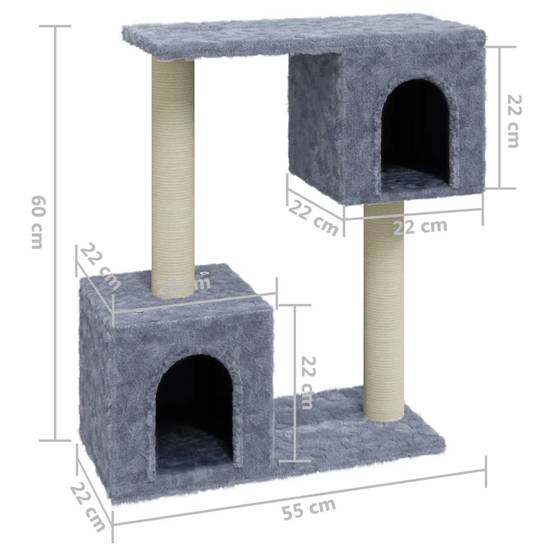 Arbre à chat compact 60 cm avec 2 échelles et niches Gris Clair – ComfortXL Pet Living - Image 6