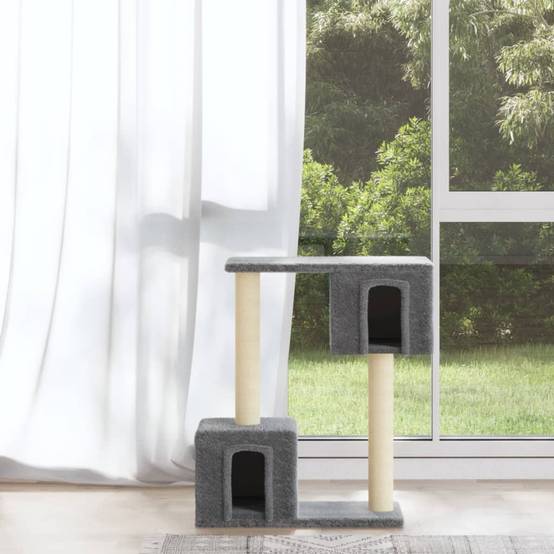 Arbre à chat compact 60 cm avec 2 échelles et niches Gris Clair – ComfortXL Pet Living - Image 1