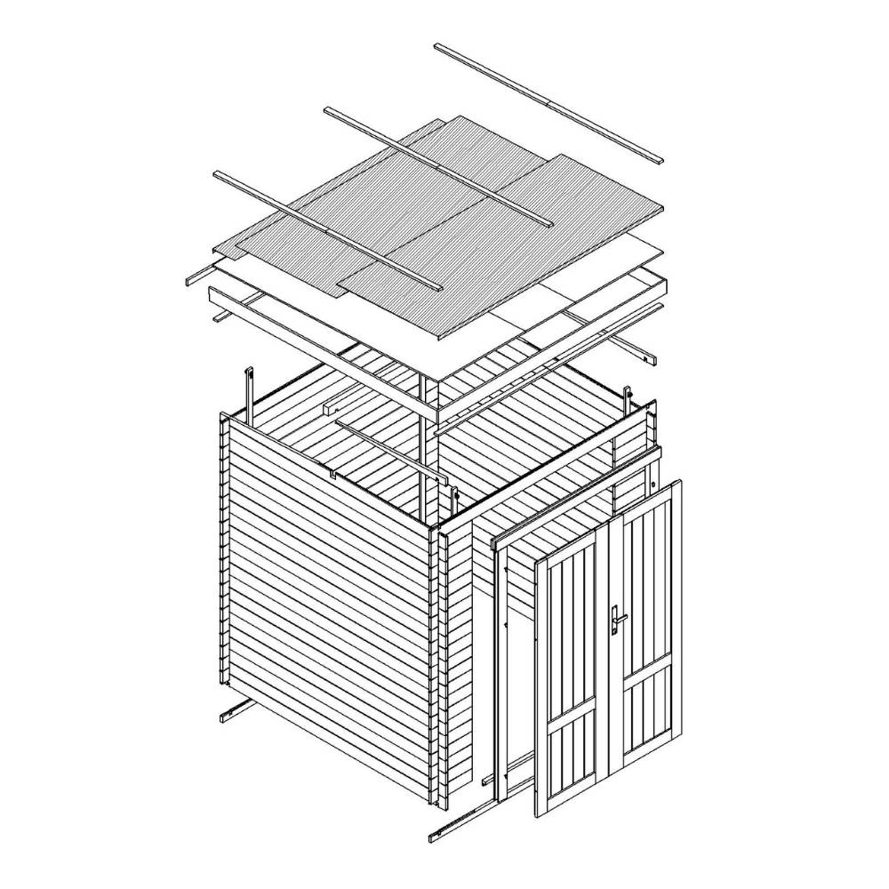 Timbela - Abri de Jardin en Bois - 3.53 m² / 204x204xH200 cm - Timbela M309F1 - Image 7