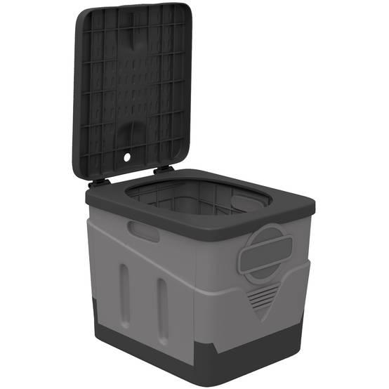 Toilettes portables en polypropylène avec 12 sachets de produit solidifiant et 12 sacs, capacité de charge de 100 kg, gris foncé - Image 1
