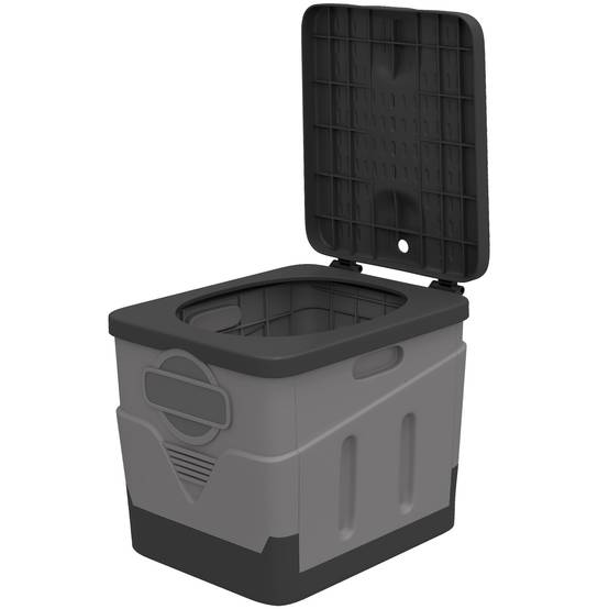 Toilettes portables en polypropylène avec 12 sachets de produit solidifiant et 12 sacs, capacité de charge de 100 kg, gris foncé - Image 2