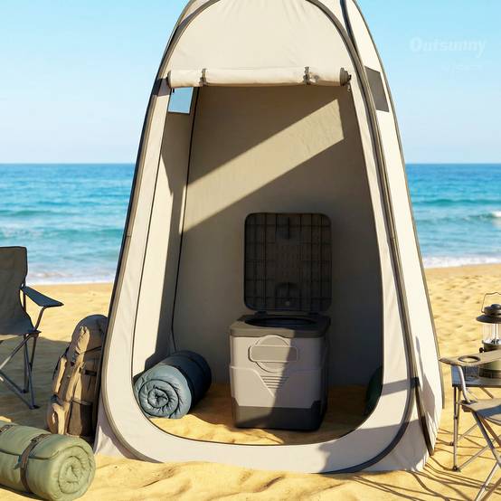 Toilettes portables en polypropylène avec 12 sachets de produit solidifiant et 12 sacs, capacité de charge de 100 kg, gris foncé - Image 4